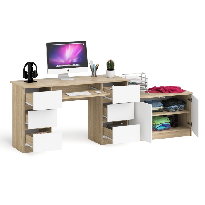 Прямые компьютерные столы, Двухтумбовый компьютерный стол Мори МС-2 с широкой тумбой на 900