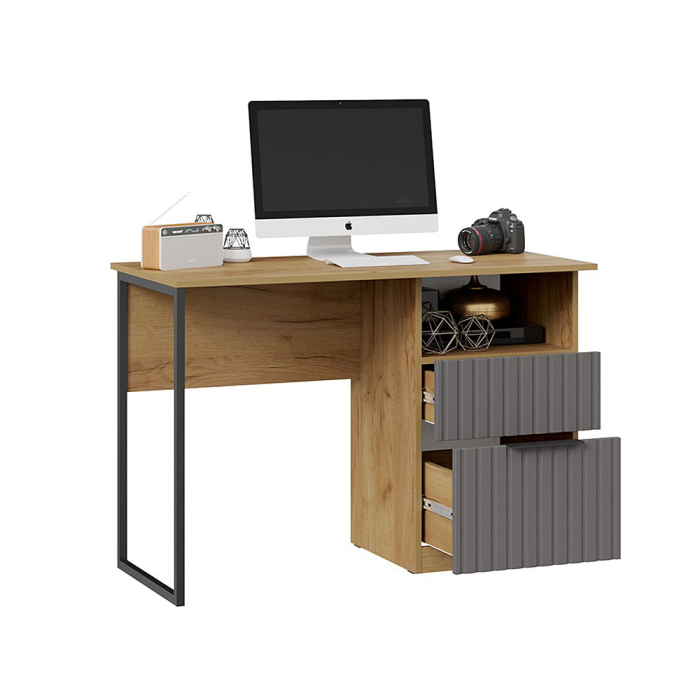 Детские столы, Стол письменный Хилтон тип 1, дуб крафт золотой, графит матовый