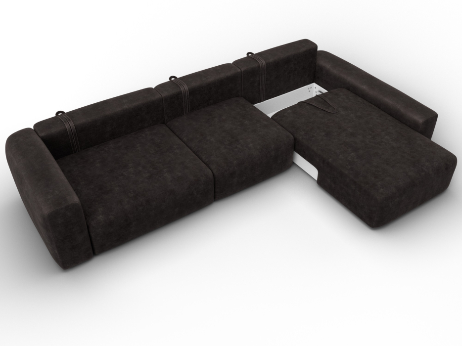 Диваны угловые в гостиную, Диван угловой Лига-066 НПБ Лонг угол правый, велюр BRUT