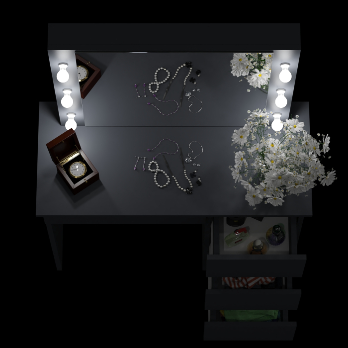 С зеркалом, Стол косметический с подсветкой Сура