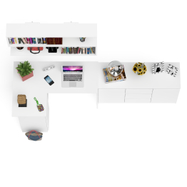 Угловой компьютерный стол Мори МС-16 левый с верхней полкой и тумбой-комодом 1200-3