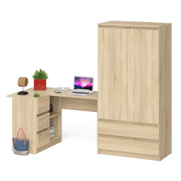 Угловой однотумбовый стол компьютерный левый Мори и шкаф-комод Мори 900