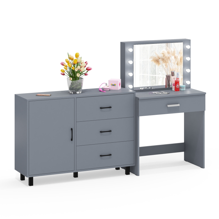 Туалетные столики, Косметический стол с подсветкой и выдвижным ящиком СТ-4 и комод 122-1204