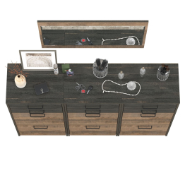 Три высоких обувницы с двумя ящиками каждая и зеркало Трувор