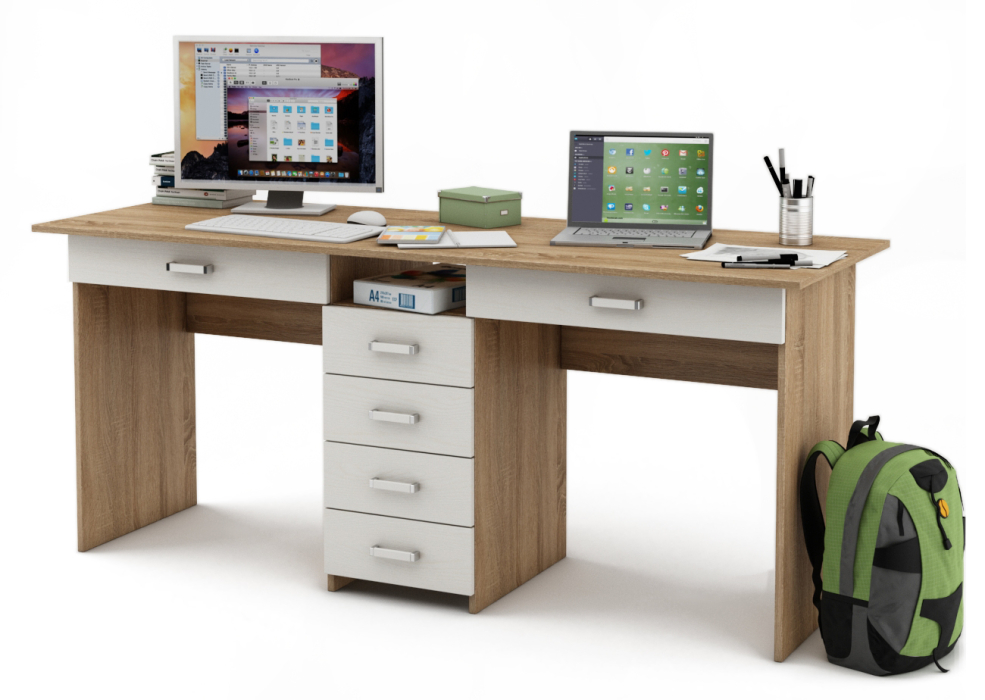 Детские парты, столы и стулья, Письменный стол с ящиками Лайт 11Я для двоих