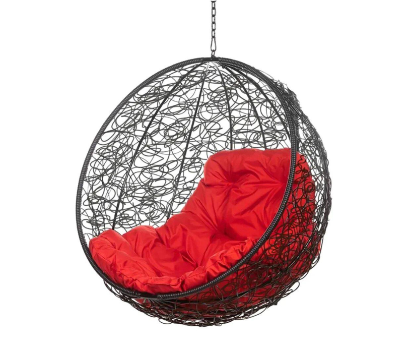 Мебель из ротанга, Подвесное кресло Kokos Black BS Красная подушка