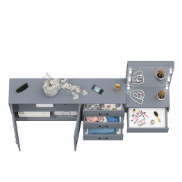 Косметический навесной столик с подсветкой и комод с ящиками и дверками 123-1604