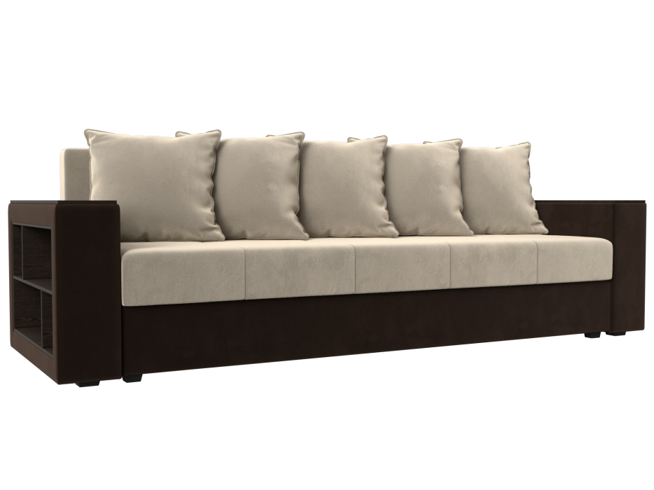 Диваны кровати со спальным местом, Диван прямой Дубай Лайт полки слева, микровельвет