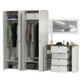 Два платяных шкафа Остин и комод с зеркалом