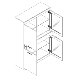 Шкаф с витриной 2V2D1S, JAGGER