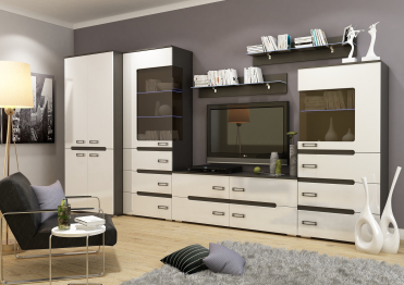 Гостиная МДФ ВИГО (венге/белый гл.) без шкафа