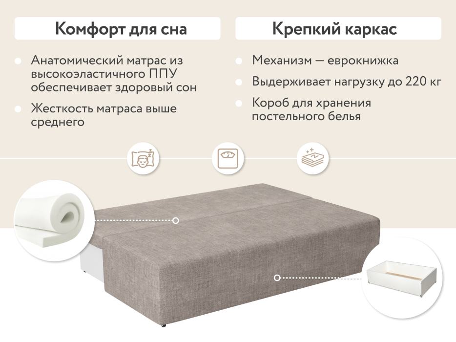 Диваны еврокнижки, Диван прямой  Каир, рогожка