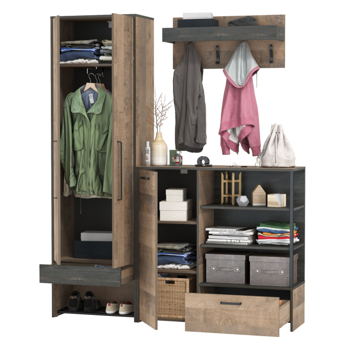 Прихожие, Шкаф для прихожей с вешалкой для одежды и широким комодом Трувор