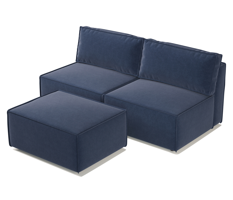 Диван  кровать трансформер, Диван прямой модульный Гамма с пуфом