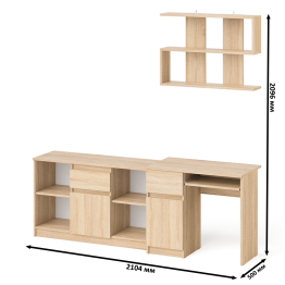 Тумба для техники МТВ1204.1 с компьютерным столом Мори МС-1 левым и полкой навесной
