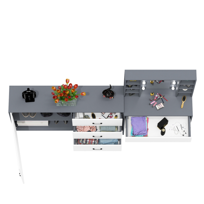 Туалетные столики, Столик туалетный с полочками и с подсветкой и комод 122-1504