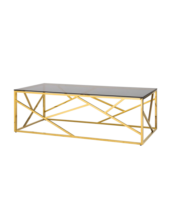 Журнальные столики, Журнальный стол АРТ ДЕКО 120х60 (Стекло smoke/Сталь золото)