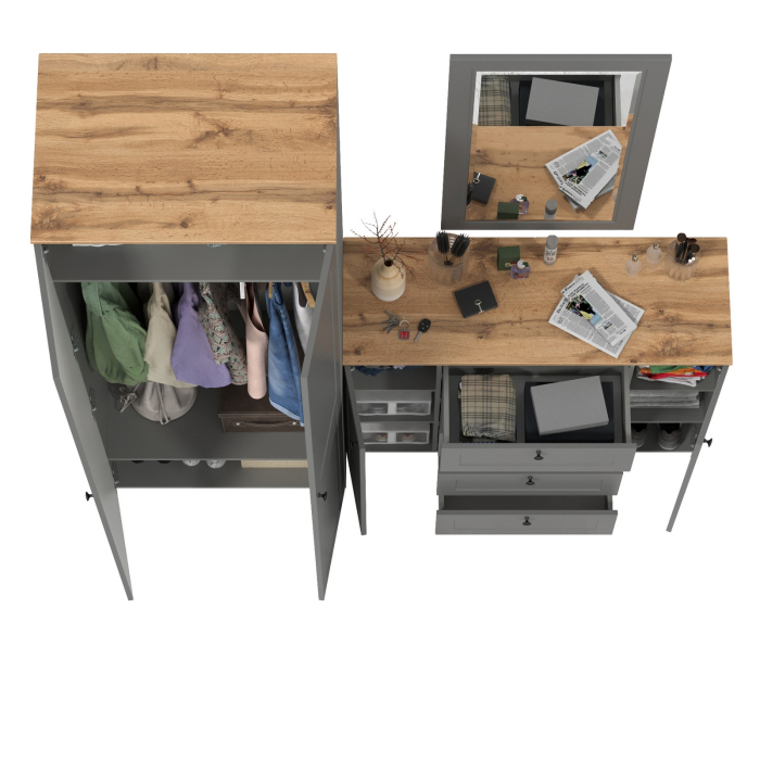 Прихожие, Комод с зеркалом и шкафом для прихожей Остин