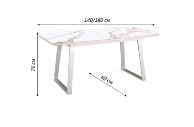 Стол Kenner AZ1400 раздвижной, керамика , опоры белые