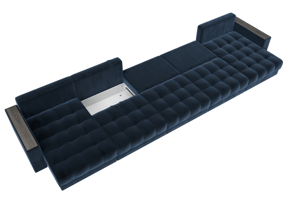 Диваны еврокнижки, Диван П-образный с декором Лига-049 НПБ Мегалонг, велюр TOWER