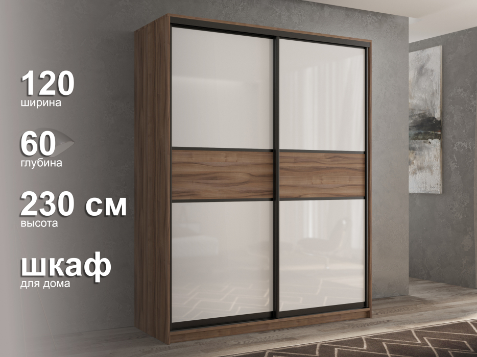 Шкафы-купе 2-х дверные, Шкаф-купе 2х дверный Кааппи 11 120х60