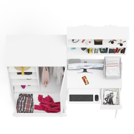 Стол компьютерный с ящиком МС-1 правый с навесной полкой и шкаф-комод МШ900.1 Мори