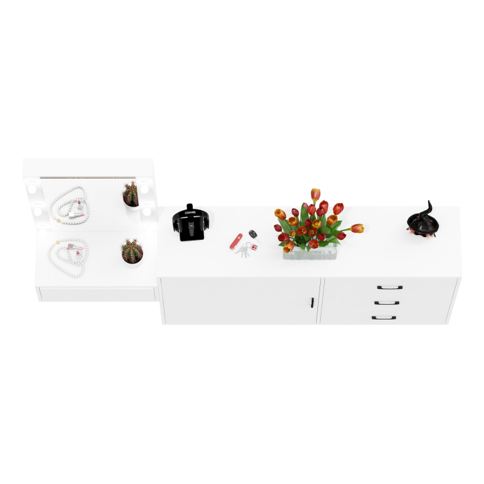 Туалетные столики, Стол косметический навесной с подсветкой и комод 122-1504