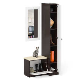 Обувница с сиденьем и зеркалом и пенал П-6-500 фрезеровка прованс