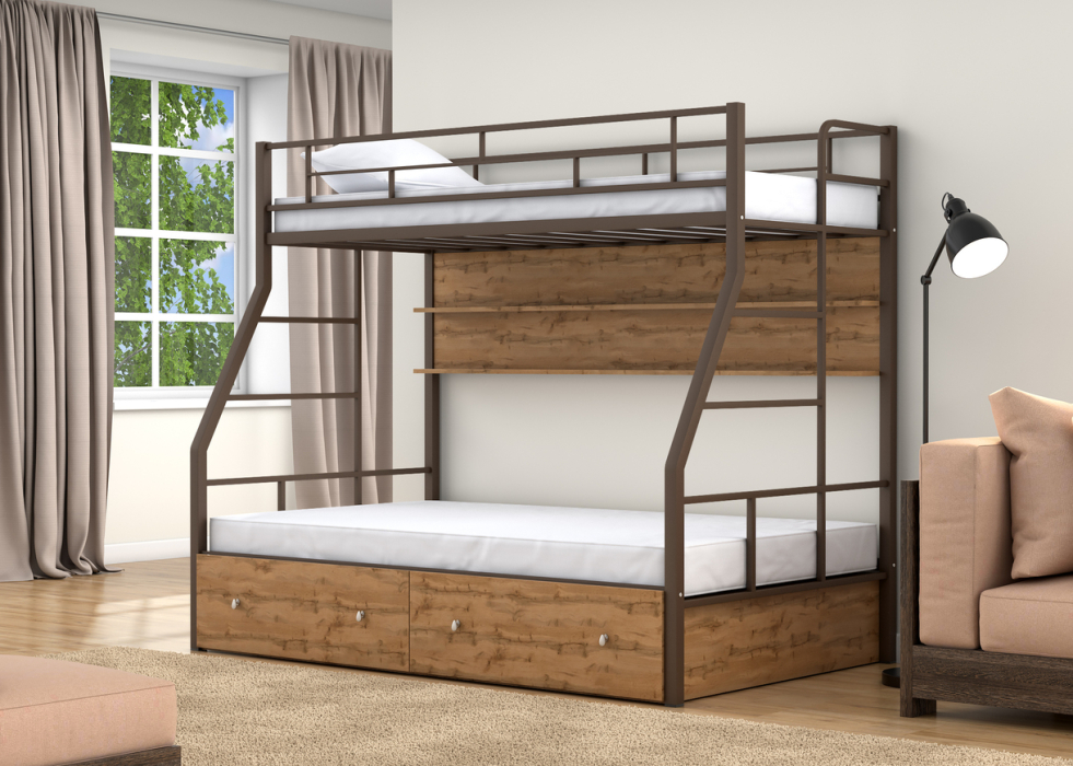 Для подростков, Двухъярусная кровать Раута Твист ящики полка дуб ватан