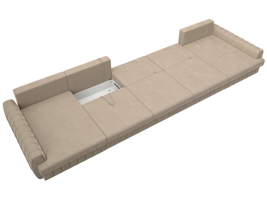 Диваны угловые в гостиную, Диван П-образный Лига-057 НПБ МегаЛонг, велюр SEVEN