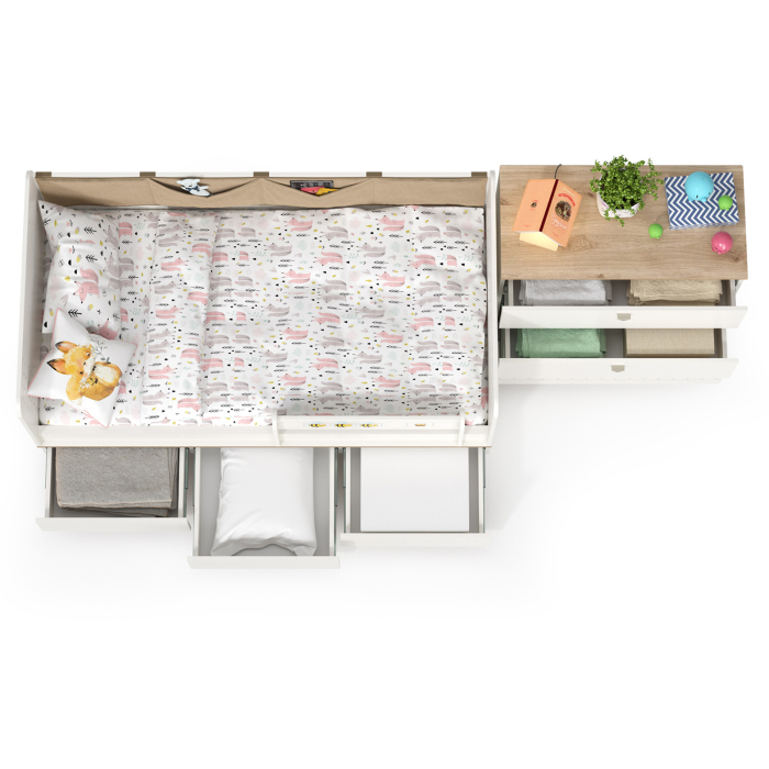 Детские комнаты, Детская кровать с ящиками и комод Эйп