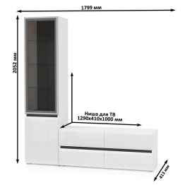 Гостиная Сидней № 09 с фасадами стекло
