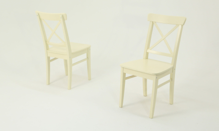 Стол Сканди М 100 слоновая кость/натур со стульями Ингольф слоновая кость