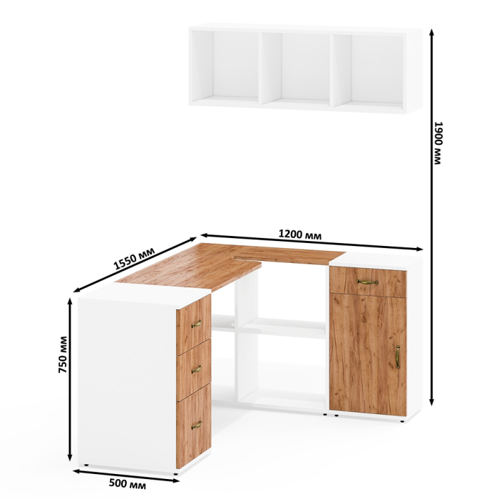 Домашние кабинеты, Лидер-8 комплектация мебели для детской комнаты из стола с полкой и тумбами