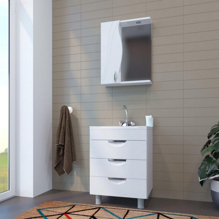 Стеллажи и полки, Шкаф навесной ЛИМА-55 левый с подсветкой (ПВХ)