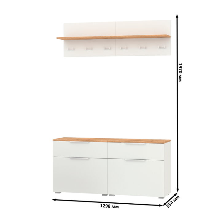 Прихожие, Две тумбы для обуви с ящиком и вешалкой с полкой Октава.