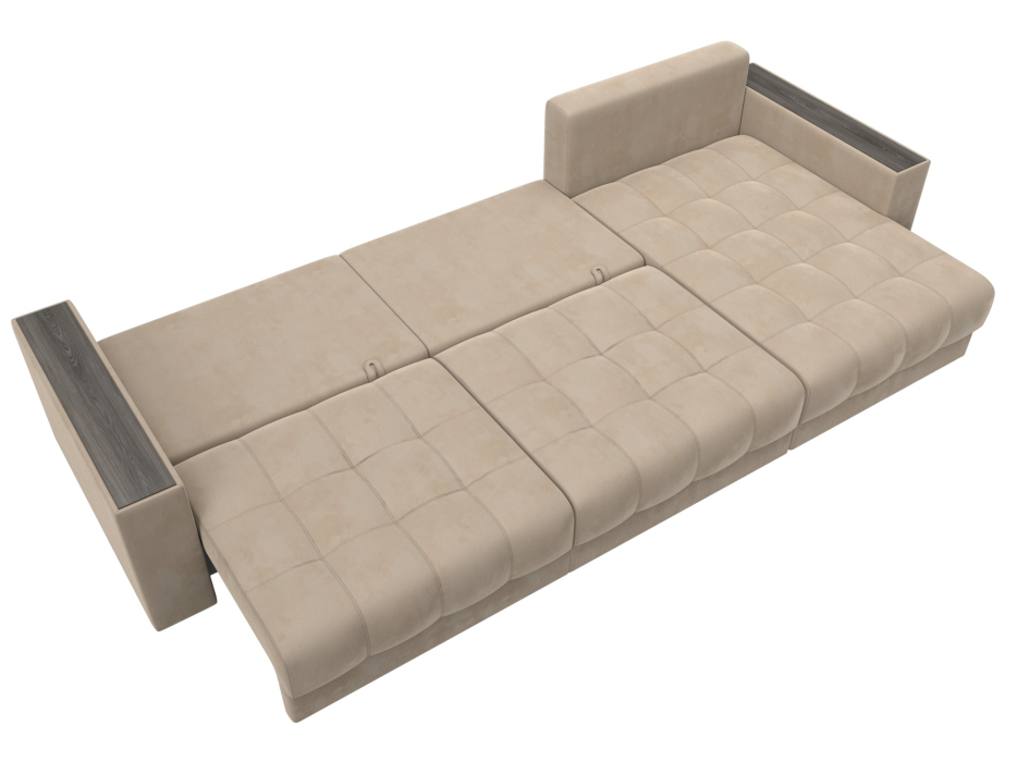 Дизайнерские диваны для гостиной, Диван угловой с декором Лига-049 НПБ Лонг, велюр SEVEN