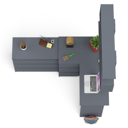 Комод на три ящика Мори МК800.1 с компьютерным столом для работы левый и открытой полкой