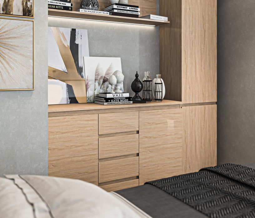 Спальные гарнитуры, Веста спальня кровать 140 см с основанием и матрасом Дуб Сонома