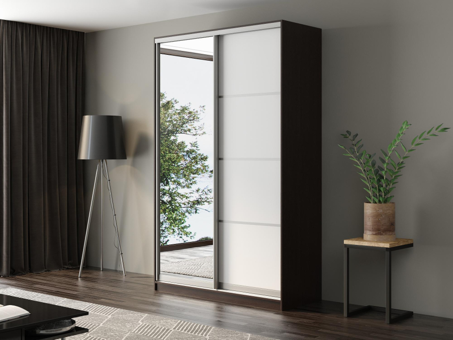 Шкафы-купе, Шкаф-купе Айсберг 150 ВЕНГЕ (белый/зеркало)