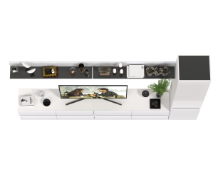 Две ТВ-тумбы с двумя навесными полочками и шкафом с полками Сидней