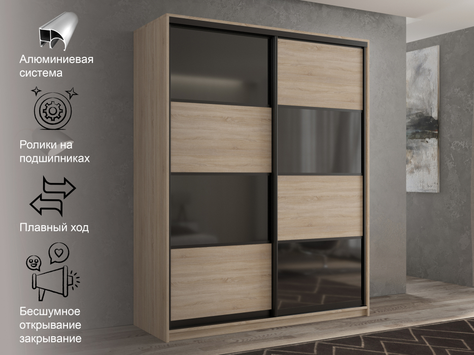 Шкафы-купе 2-х дверные, Шкаф-купе 2х дверный Кааппи 13 160х60