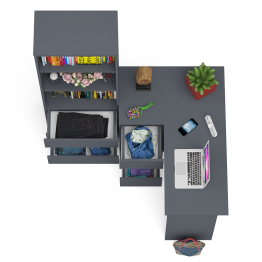 Стеллаж-комод Мори МСТ600 3 ящика и стол угловой компьютерный МС-16 левый