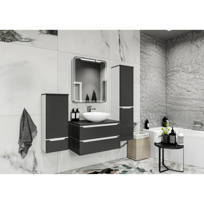 Шкафы с зеркалом, Зеркало шкаф ВИКТОРИЯ 700*800 (ШВ) 2 створки, правый, сенсорный выкл, светодиодная подсветка