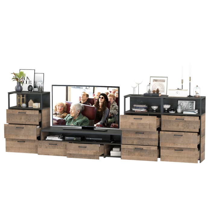 Стенки для гостиной, Три комода с тремя ящиками в стиле лофт и тумба под ТВ Трувор