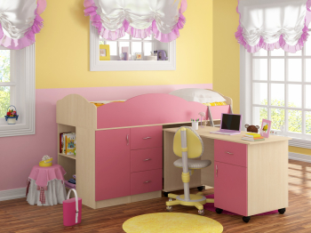 Кровать-чердак "Дюймовочка 5.3" (Дуб молочный)