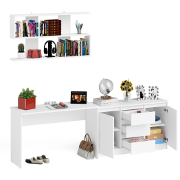 Стол письменный Мори 1200 с открытой полкой и тумбой-комодом