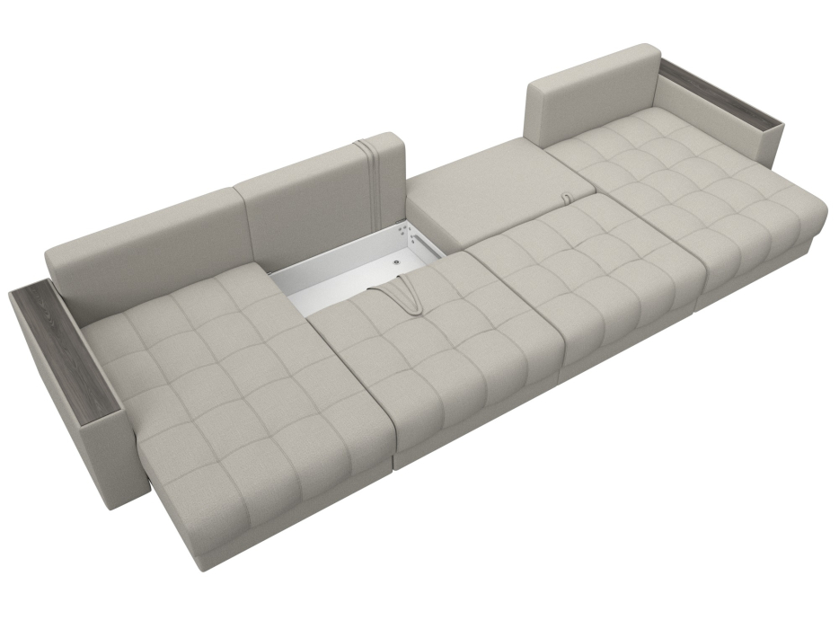 Дизайнерские диваны для гостиной, Диван П-образный с декором Лига-049 НПБ Лонг, рогожка Амур