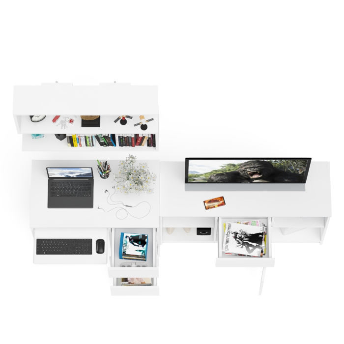 Прямые компьютерные столы, Стол компьютерный три правых выдвижных ящика Мори МС-6 с верхней полкой и тумбой 1204