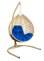 Подвесное кресло КАПЛЯ ЛЮКС с ротангом бежевое